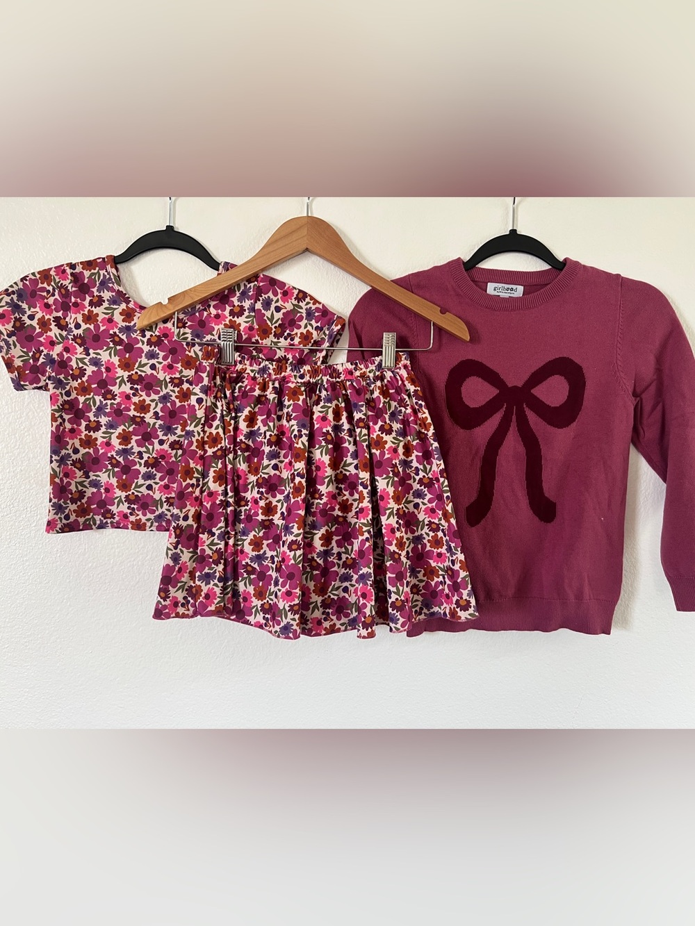 Mauve and Burgndy Three-Piece Fall Set